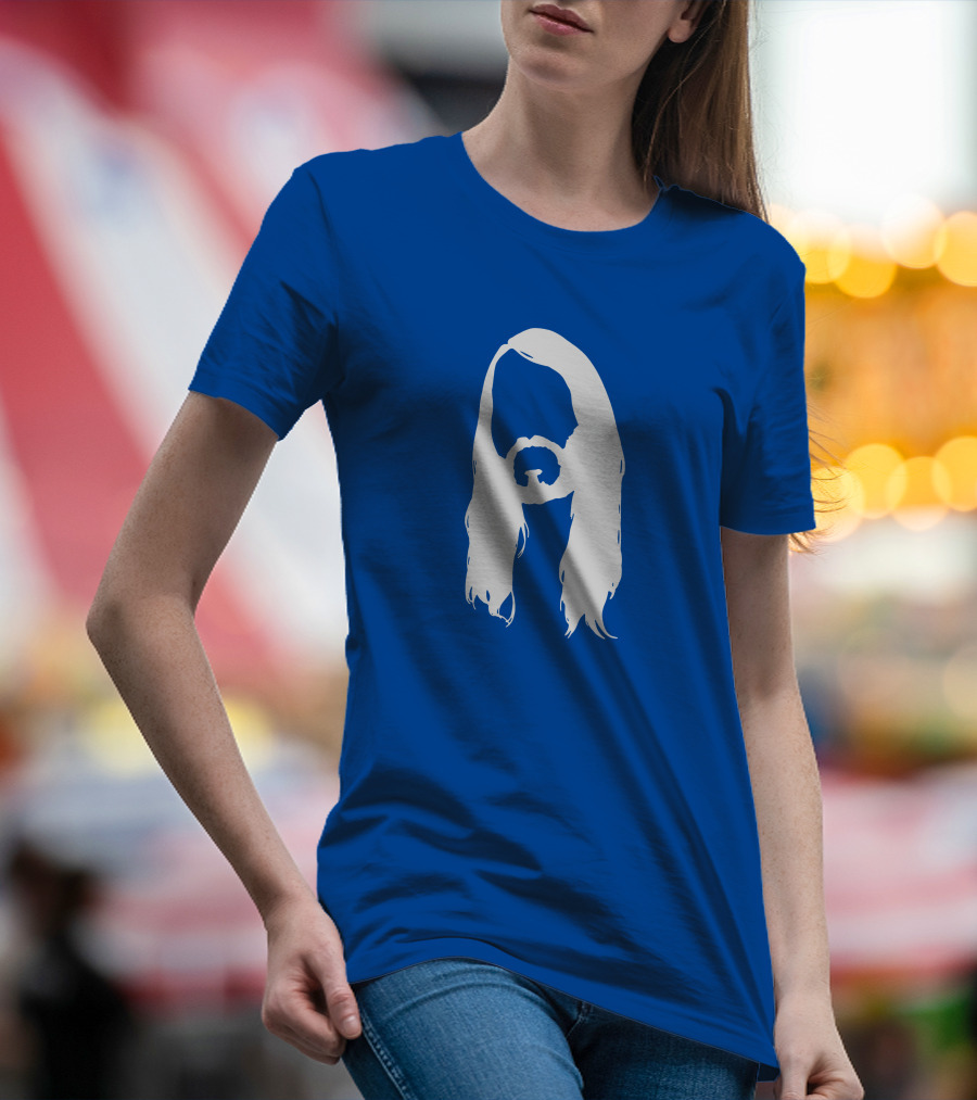 Moist Merch Charlie Head Silhouette Long Hair Blue T-Shirt