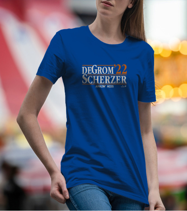 DeGrom Scherzer '22 Amazin' Aces Players Blue T-Shirt