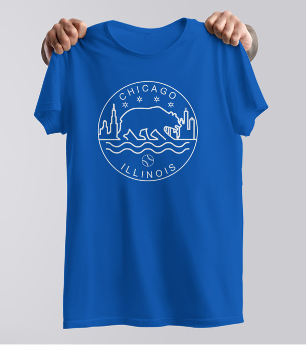 Chicago Illinois Bear Skyline Stars Baseball Seal 1908 T-Shirt
