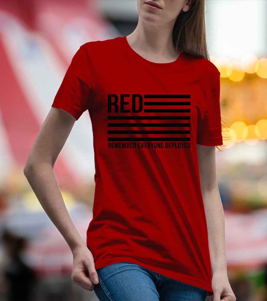 Karma Girl RED Remember Everyone Deployed USA Flag T-Shirt