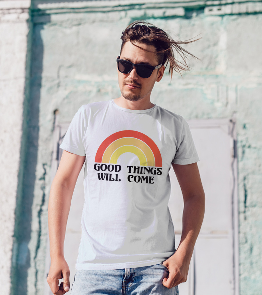 Good Things Will Come Retro Rainbow Frivvi Posting T-Shirt