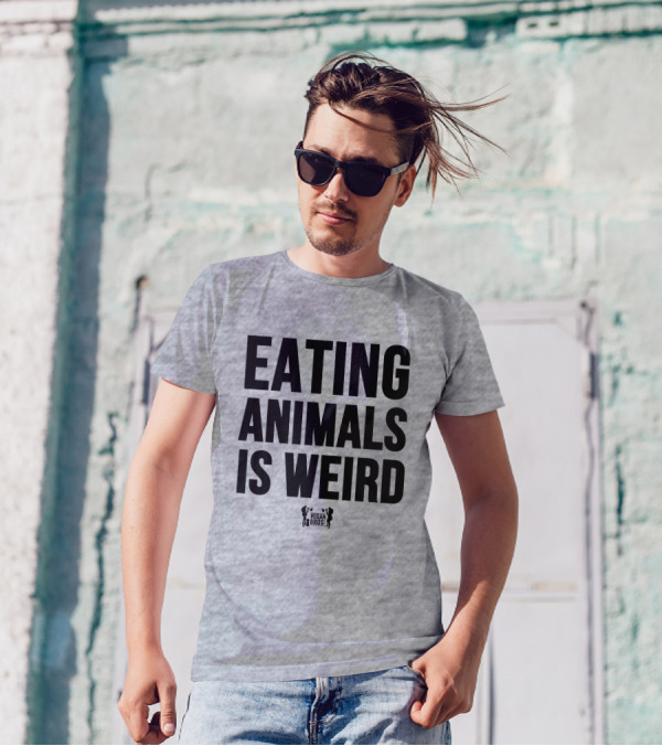 Eating Animals Is Weird Vegan Bros Veganuary John Oberg T-Shirt