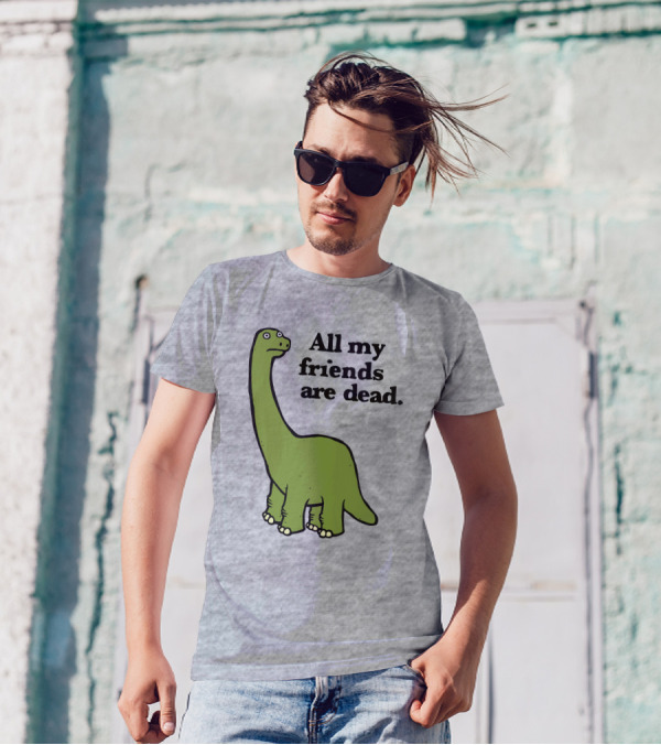 All My Friends Are Dead Dinosaur Gofroles Ripple Junction T-Shirt