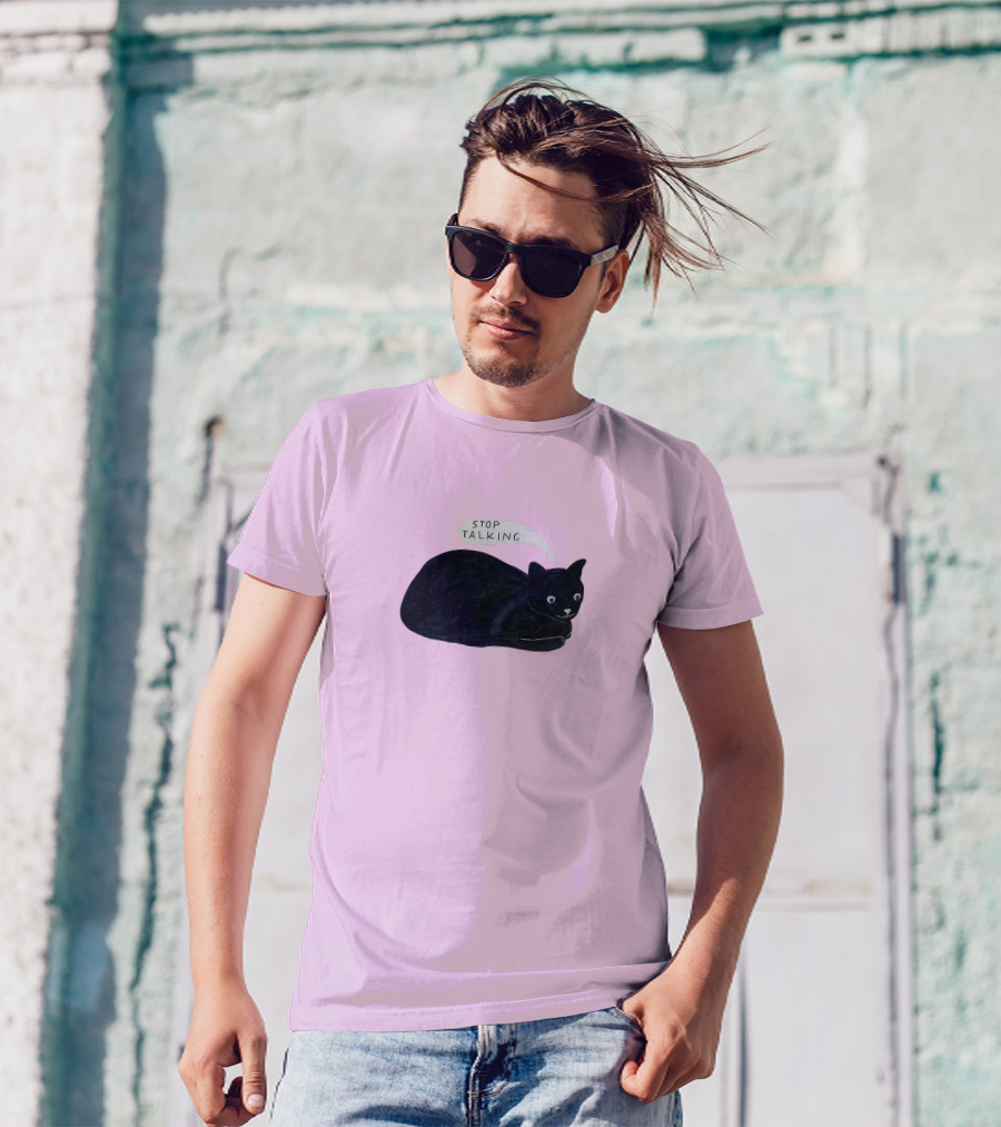 Randall Mann Stop Talking Cat Black Cat T-Shirt