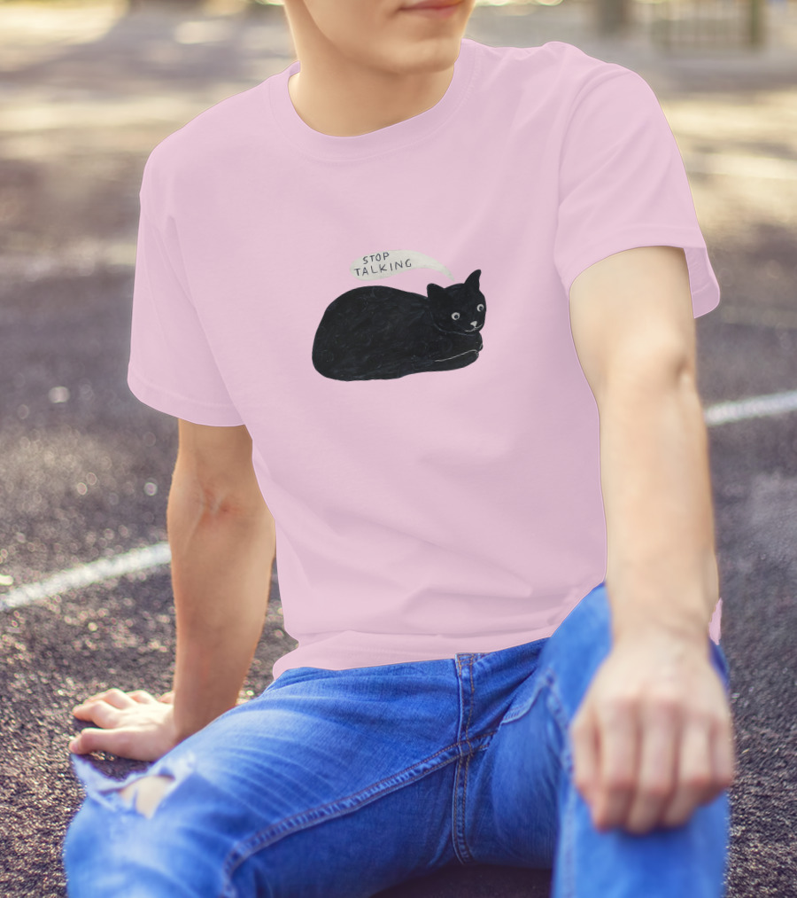 Randall Mann Stop Talking Cat Black Cat T-Shirt