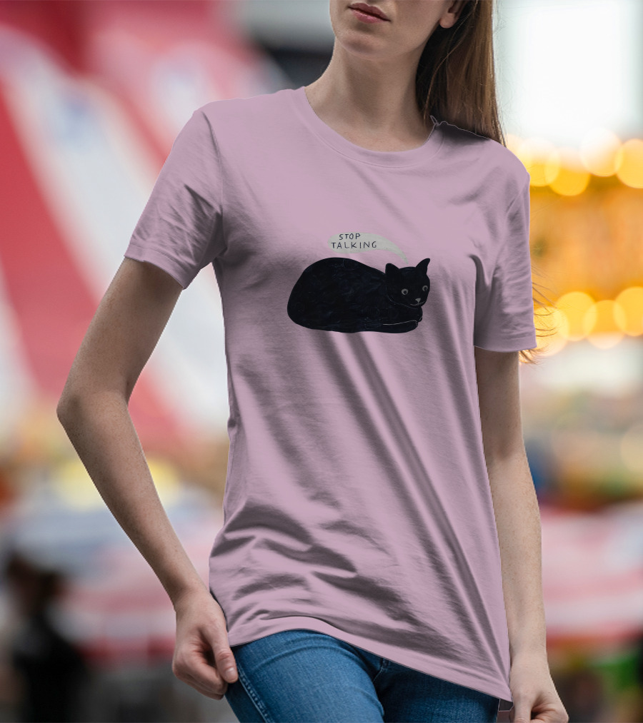 Randall Mann Stop Talking Cat Black Cat T-Shirt