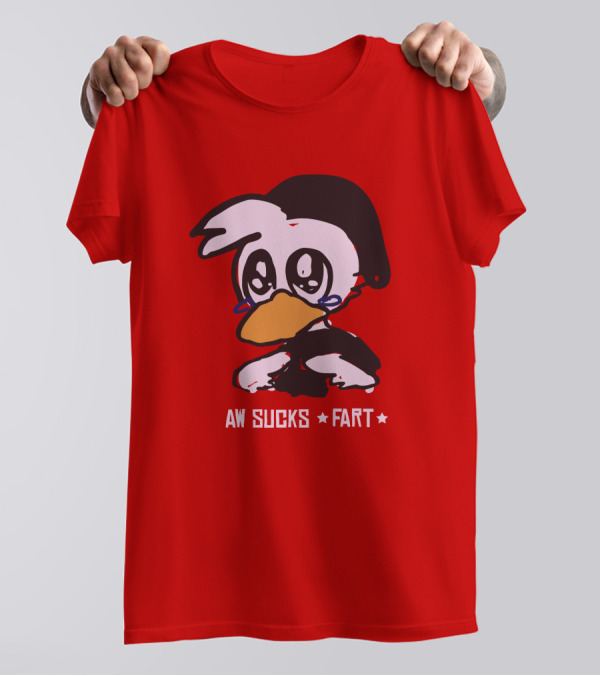 Aw Sucks Fart Crying Duck Cartoon T-Shirt