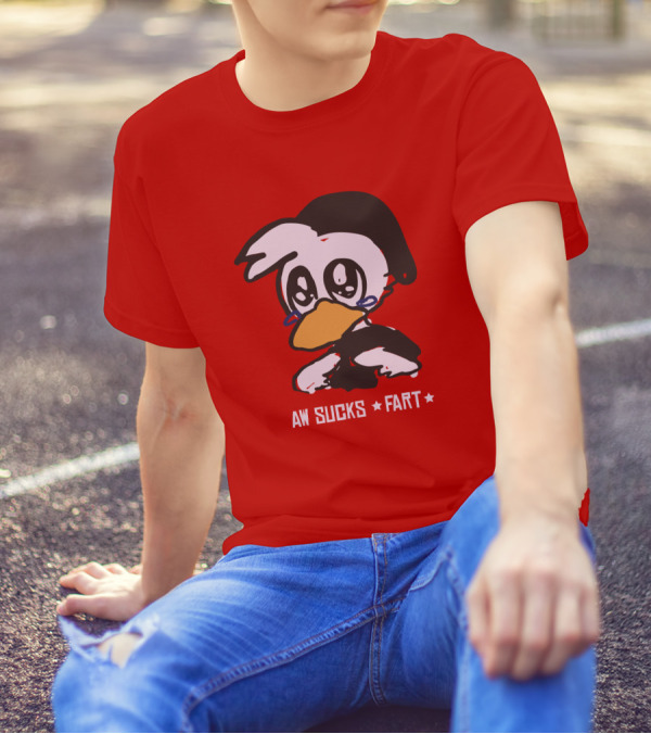 Aw Sucks Fart Crying Duck Cartoon T-Shirt