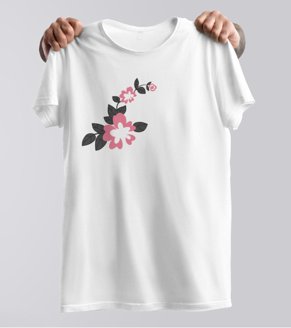 Jonaabug Marinette Pink And Black Flower T-Shirt