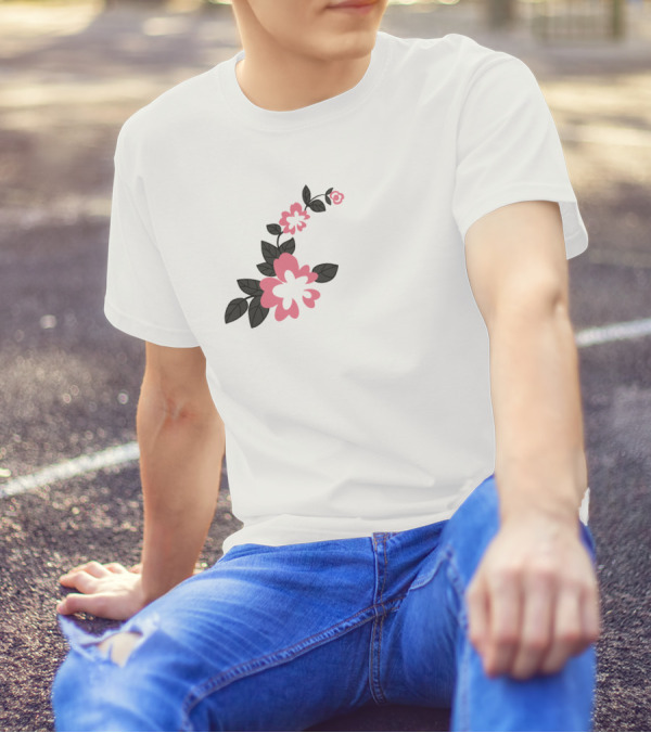 Jonaabug Marinette Pink And Black Flower T-Shirt