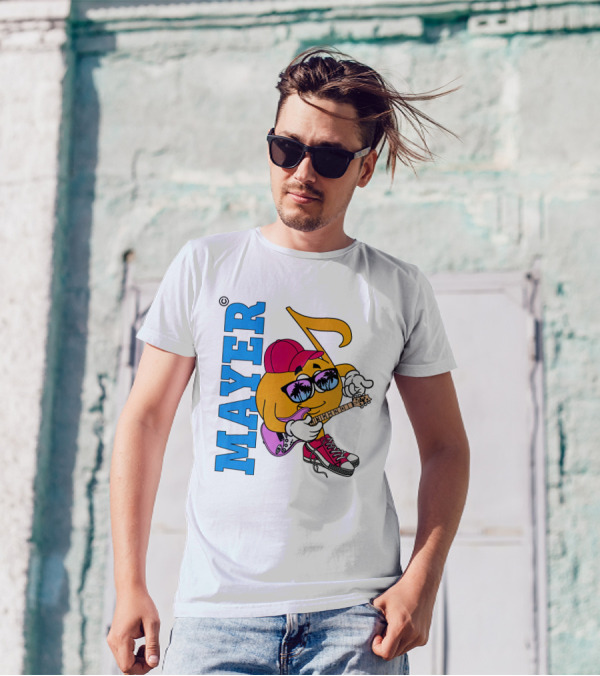 Mayer Sob Rock Merch Music Note Character With Guitar And Sunglasses T-Shirt