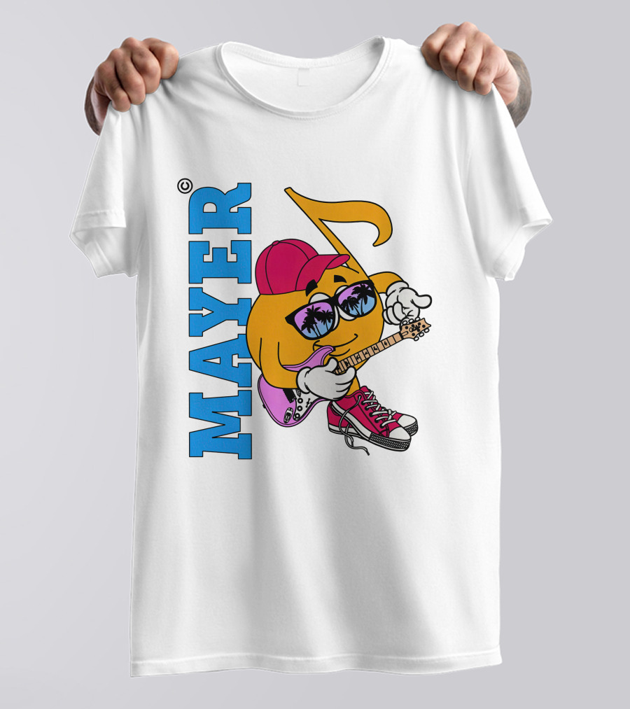 Mayer Sob Rock Merch Music Note Character With Guitar And Sunglasses T-Shirt