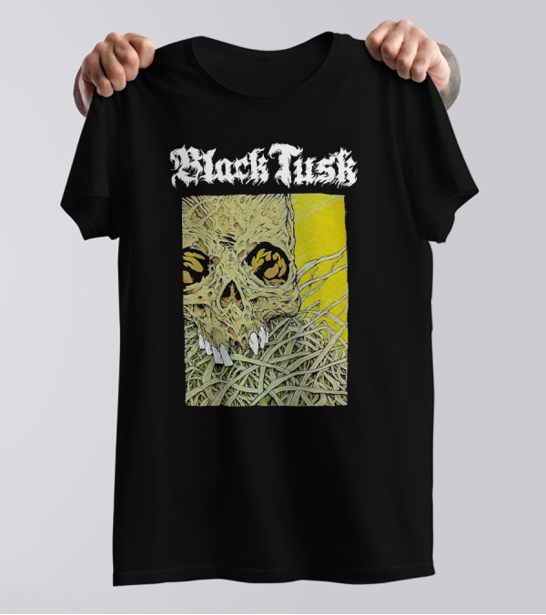 Night Shift Merch Chris Baines Black Tusk Heavy Metal Skull T-Shirt