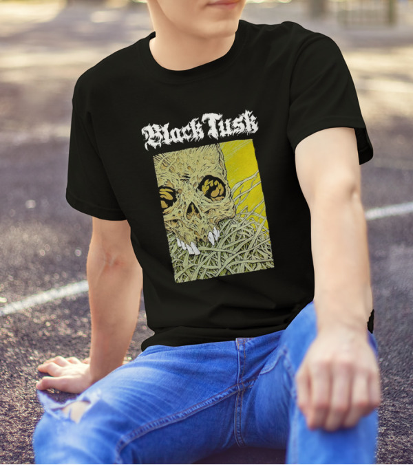 Night Shift Merch Chris Baines Black Tusk Heavy Metal Skull T-Shirt