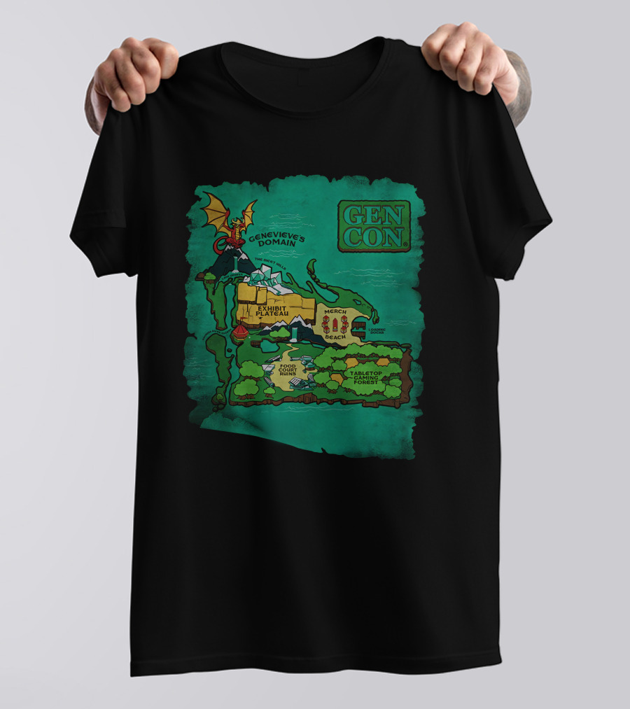 Gen Con Island Map Genevieve's Domain Exhibit Plateau Tabletop Forest T-Shirt