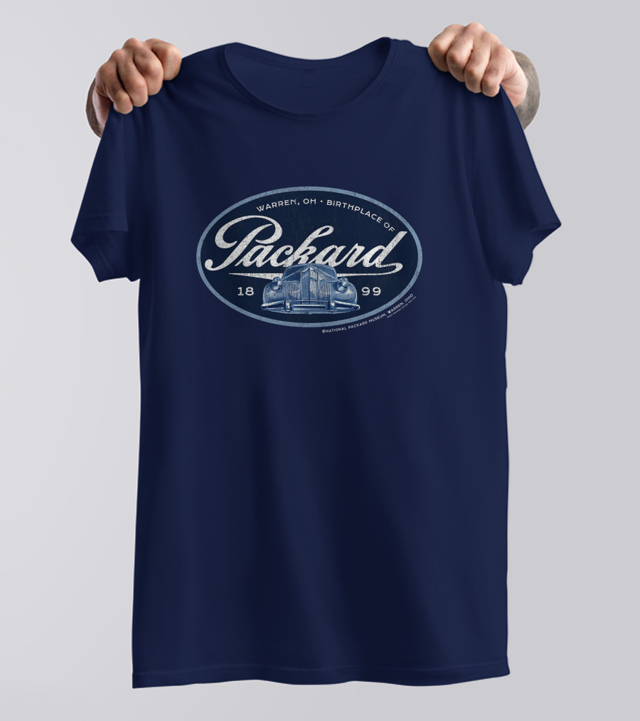 Warren OH Birthplace Of Packard 1899 Vintage Car Grill Navy Tonal T-Shirt