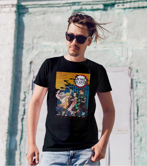Demon Slayer Kimetsu No Yaiba Tanjiro Nezuko Zenitsu Inosuke Visual T-Shirt