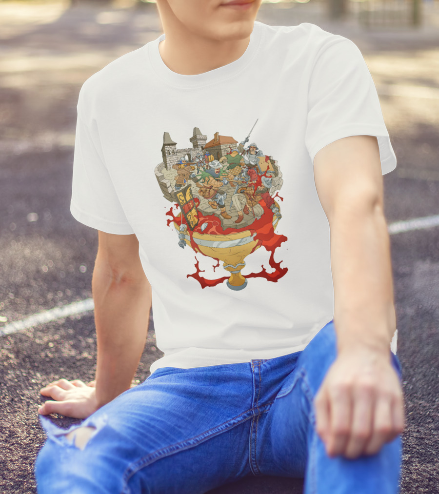 Graman Hussite Medieval Battle In Front Of Castle With Sword And Shield Warriors T-Shirt