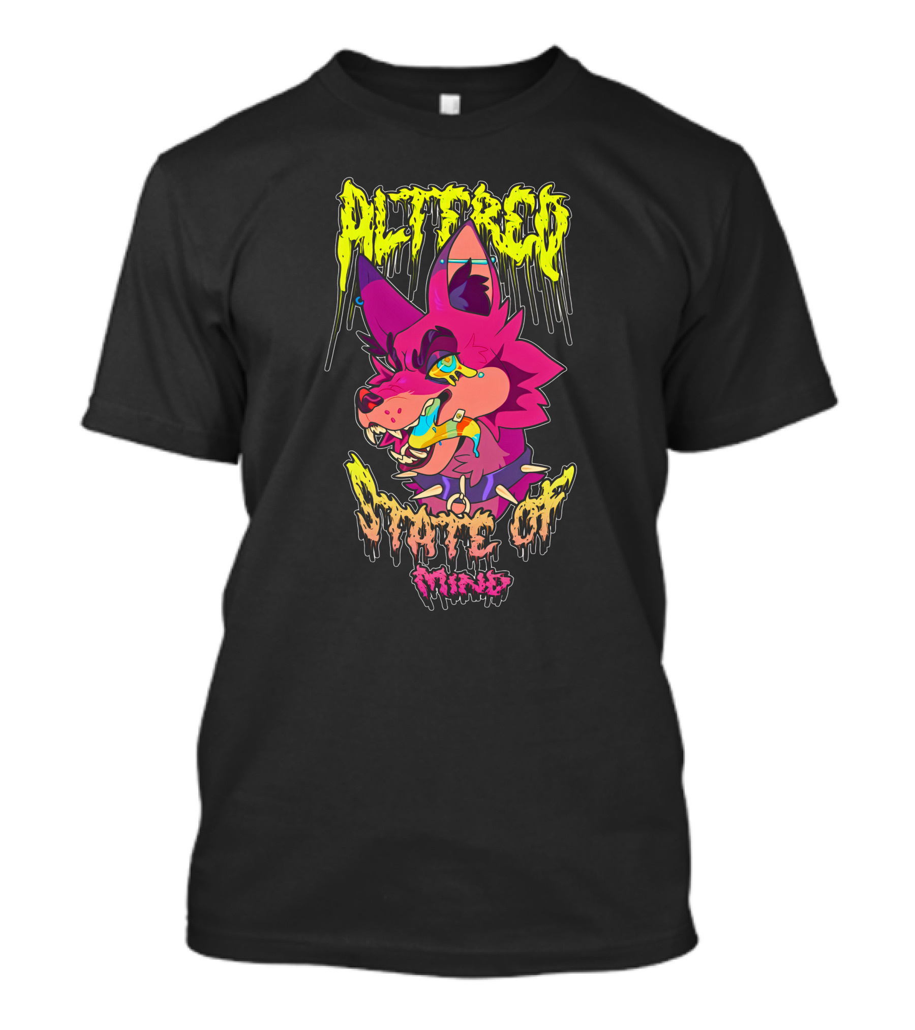Altered State Of Mind Vivid Graphic Wolf Art Corelle Vairel T-Shirt