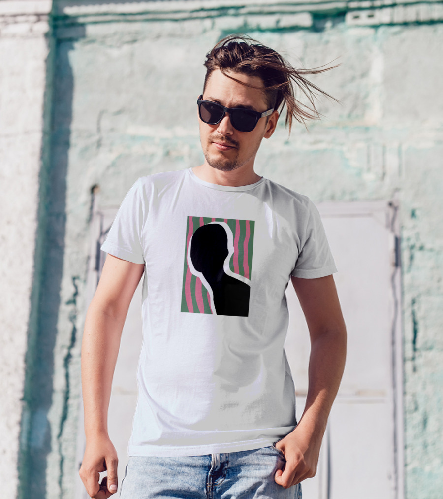 Everpress Shop Inner Talk Silhouette With Pink And Green Wavy Background T-Shirt