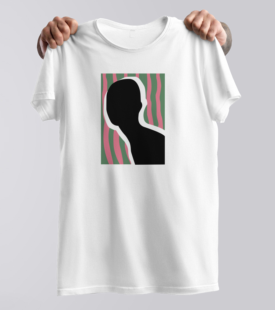 Everpress Shop Inner Talk Silhouette With Pink And Green Wavy Background T-Shirt