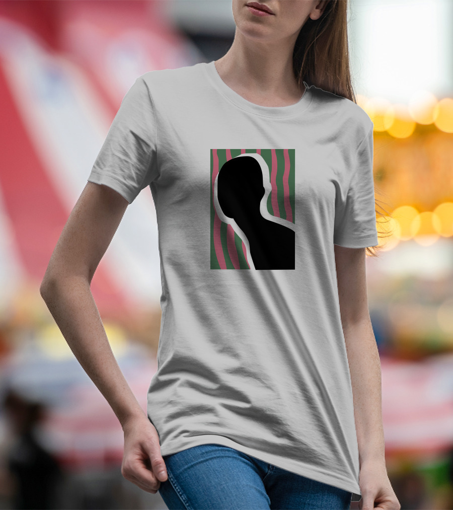 Everpress Shop Inner Talk Silhouette With Pink And Green Wavy Background T-Shirt