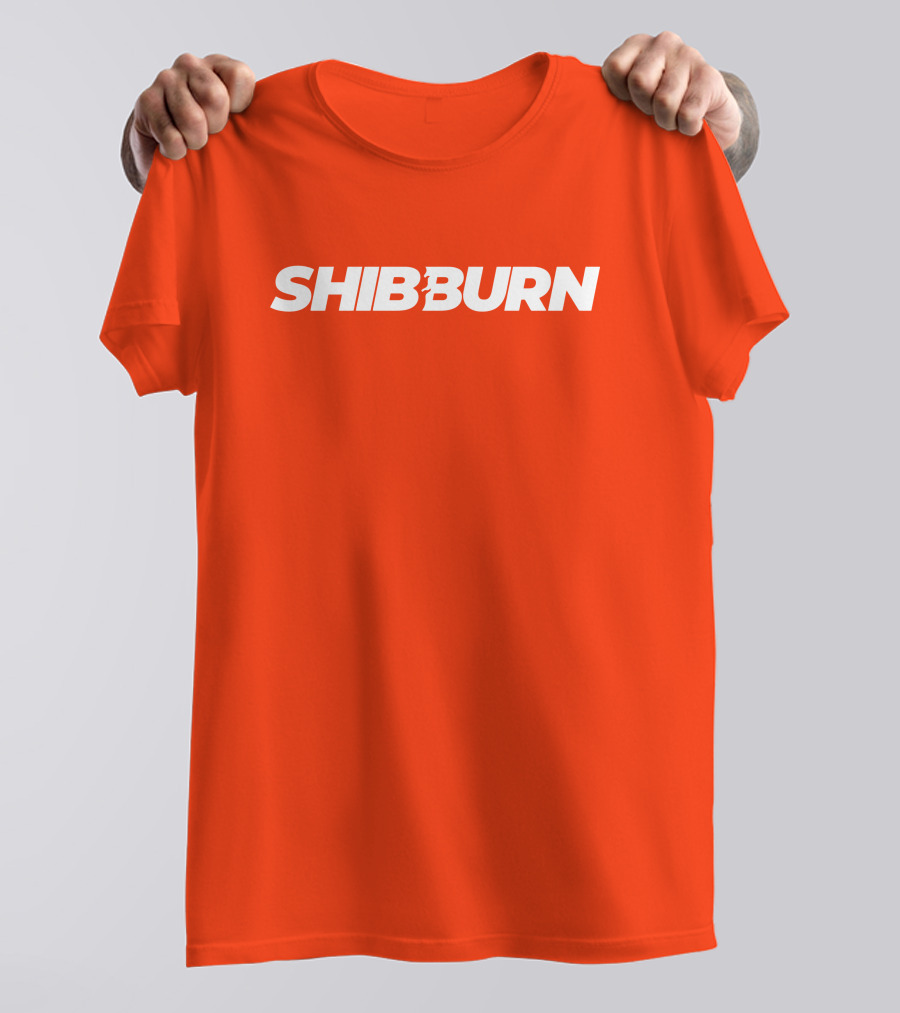 Shibburn Cryptocurrency Concept Bold White Text On Vibrant Orange Background T-Shirt