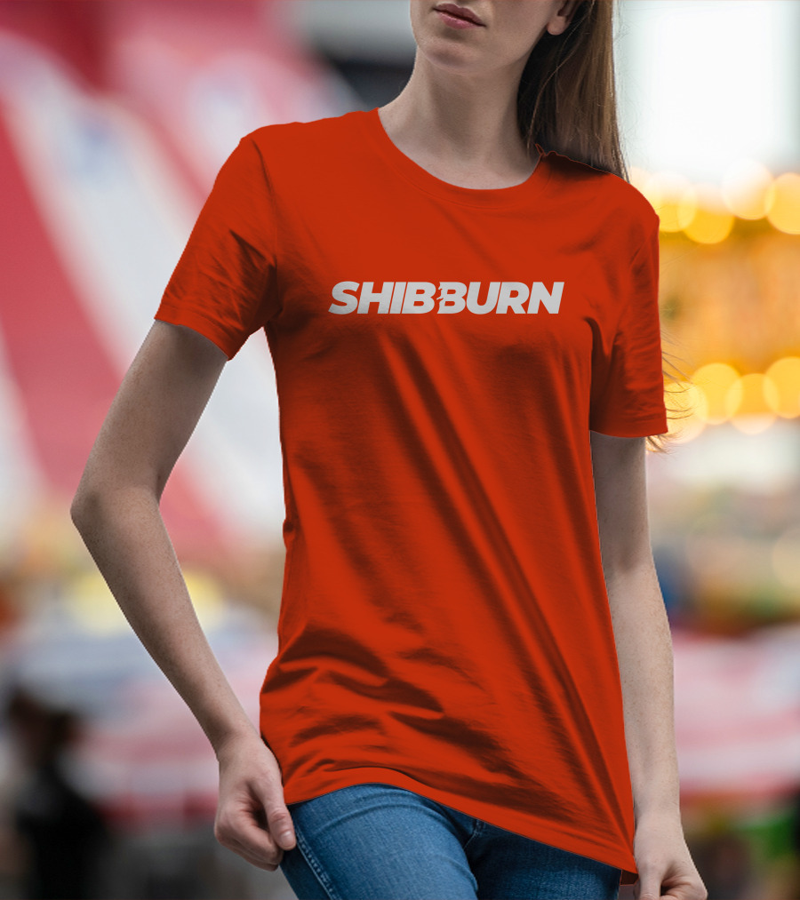 Shibburn Cryptocurrency Concept Bold White Text On Vibrant Orange Background T-Shirt