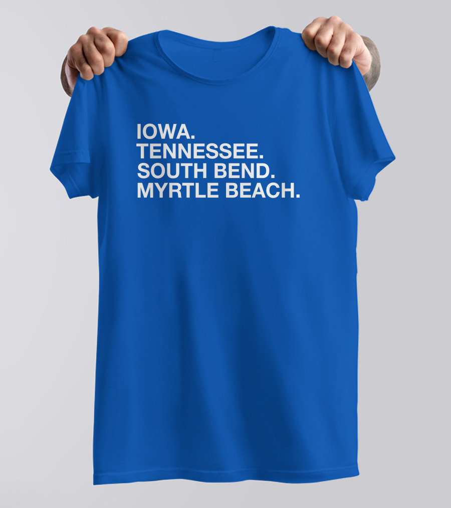 Iowa Tennessee South Bend Myrtle Beach Cubs Minor League Affiliates T-Shirt