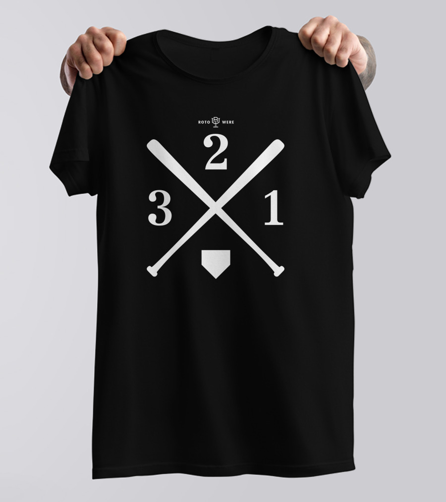 Roto Wear Baseball Lifestyle X-Tra Bases Home Plate 321 Crossed Bats T-Shirt