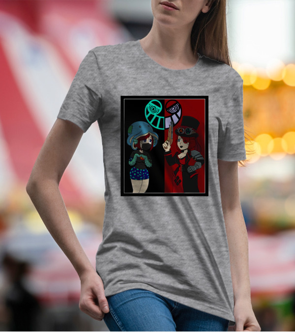 Frenemies Forever Threadless Blowing Off Steam Misssteam Steampunk And Aquatic Duel T-Shirt