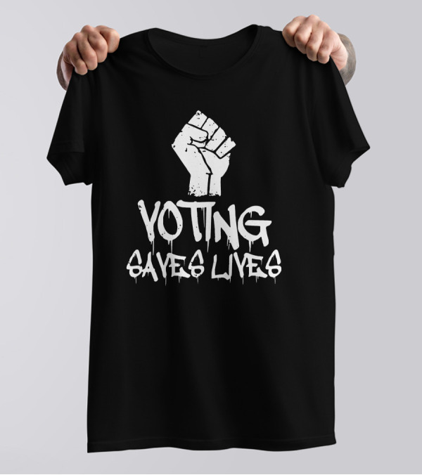 Sam Aburime Voting Saves Lives Fist Rainy Studios T-Shirt