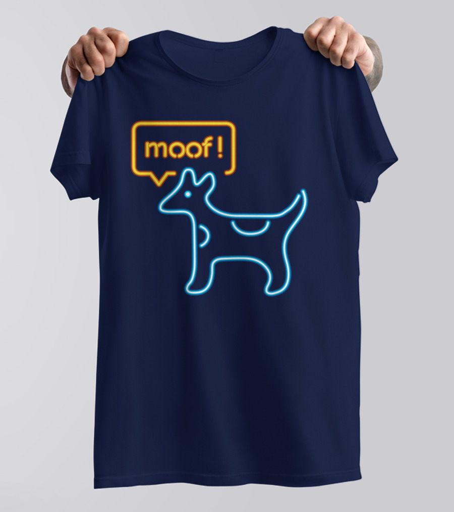 Bureau W W Dog Moof Ged Maheux Cow Neon Outline T-Shirt