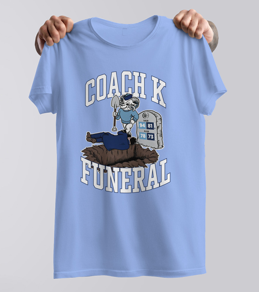 Big Cat Coach K Funeral Digging Cartoon Shovel Logo Dave Portnoy T-Shirt