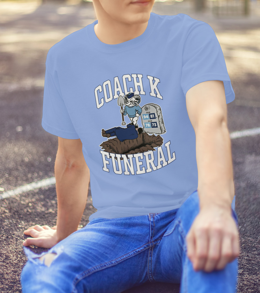 Big Cat Coach K Funeral Digging Cartoon Shovel Logo Dave Portnoy T-Shirt