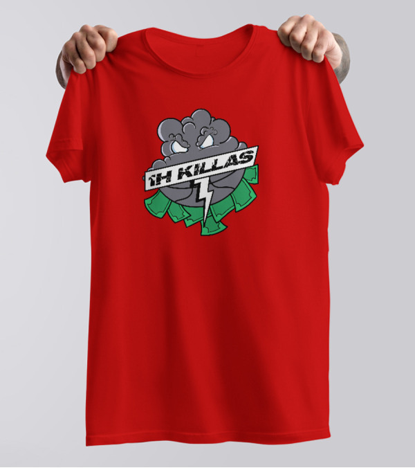 1H Killas Angry Cloud With Lightning And Money T-Shirt