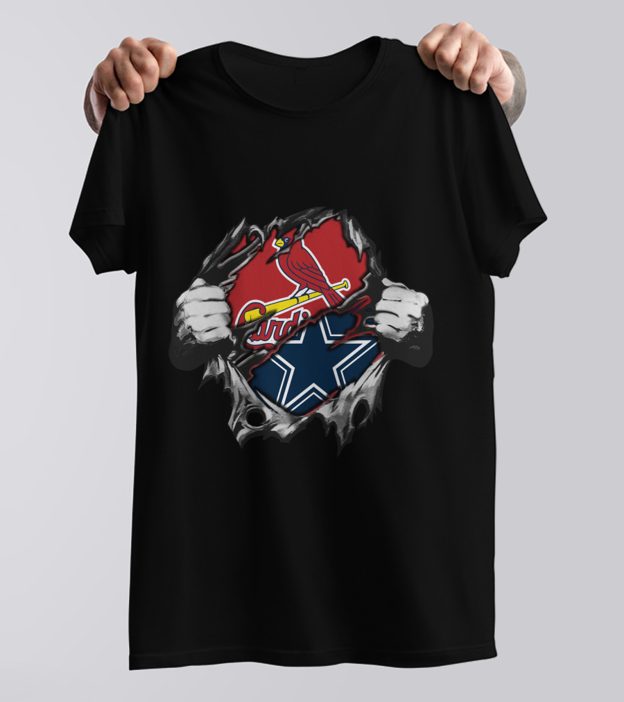 Cowboys Cardinals Bird Star Dual Logo Fusion T-Shirt