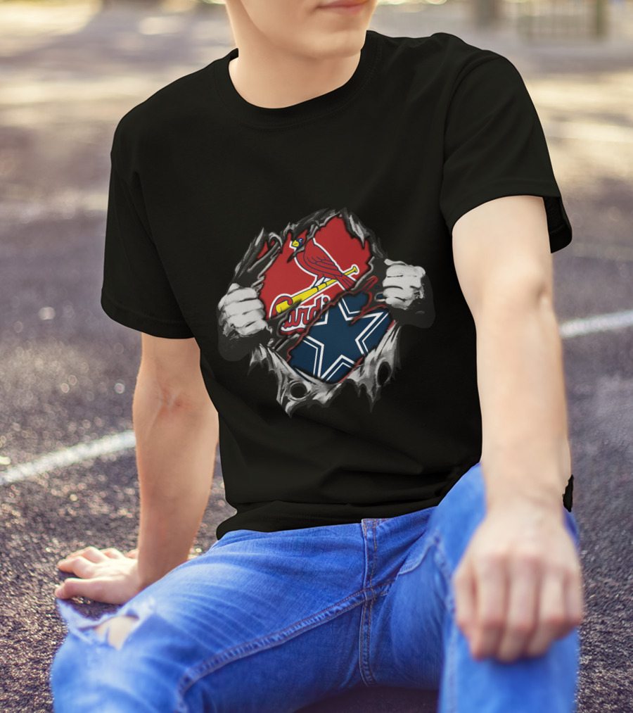 Cowboys Cardinals Bird Star Dual Logo Fusion T-Shirt