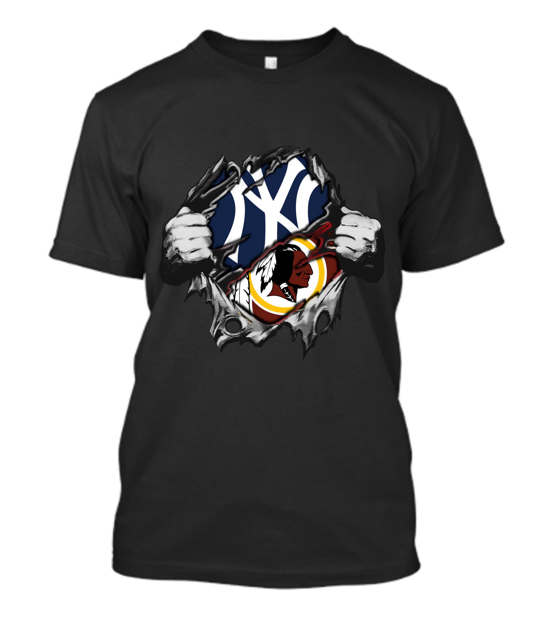 New York Yankees Washington Redskins Team Logos Mashup T-Shirt