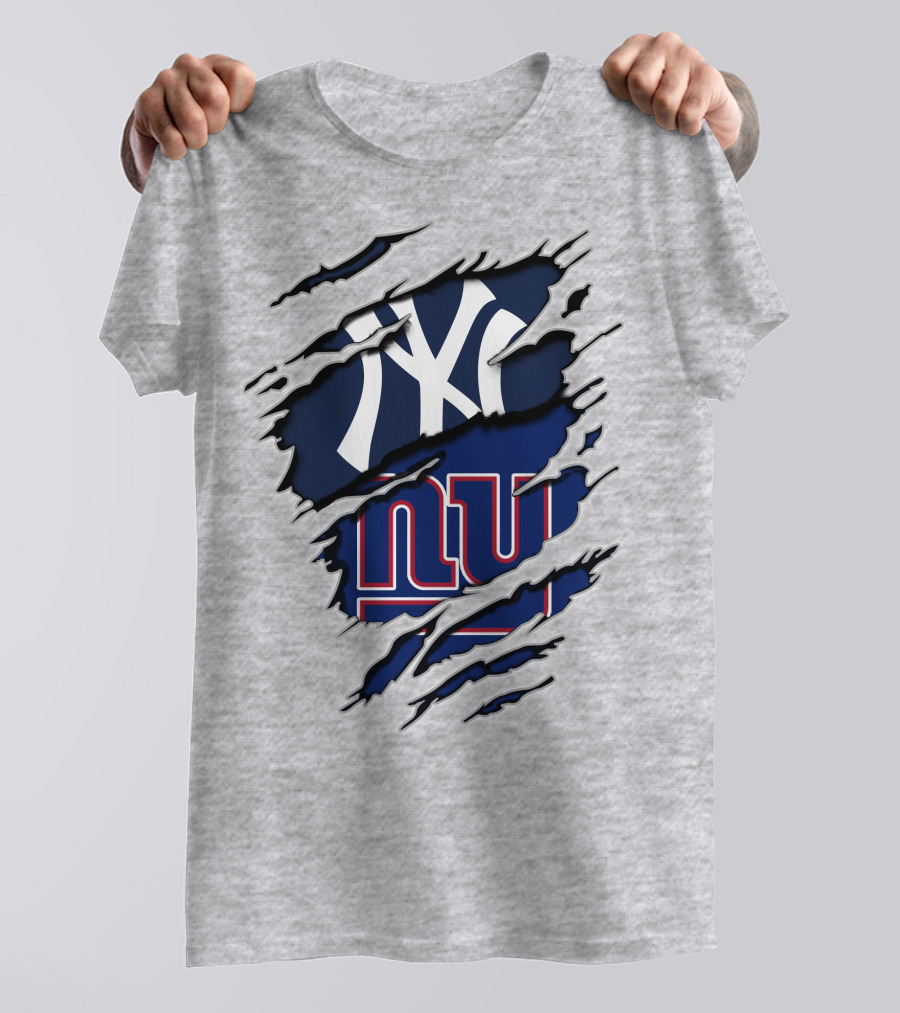 Yankees NY Giants Torn Logo Crossover T-Shirt
