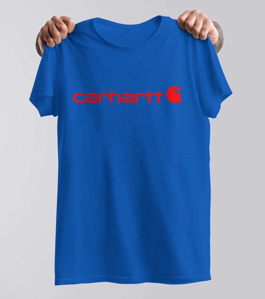 Carhartt Mens Red Logo Force Delmont Signature Blue T-Shirt