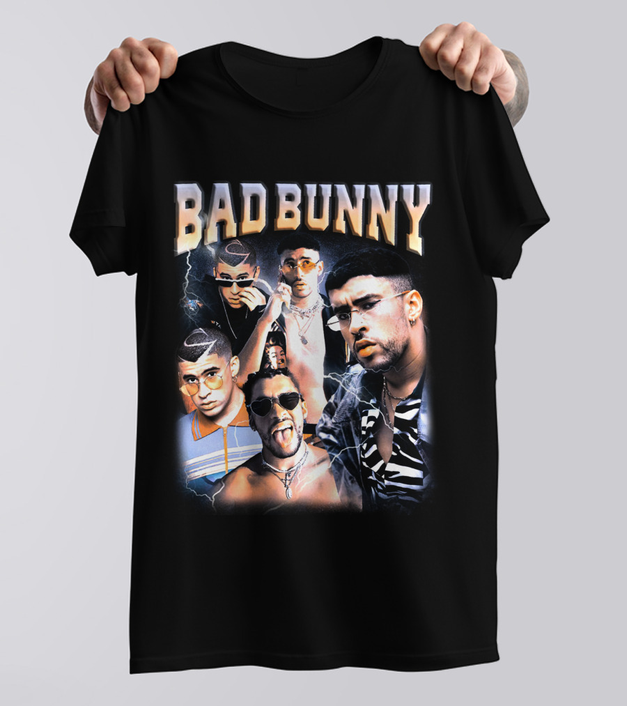 Bad Bunny Style Evolution Lightning Collage T-Shirt