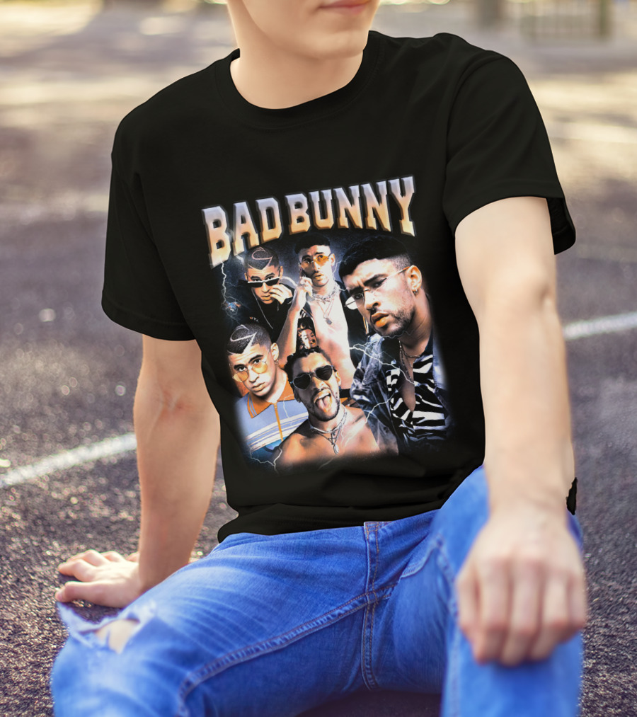 Bad Bunny Style Evolution Lightning Collage T-Shirt