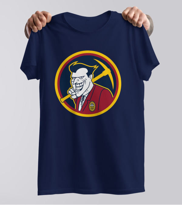 Denver Jokers NBA Parody Logo Icon With Villain Character And Pickaxe T-Shirt