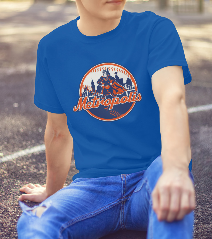 Metropolis Superman NY Baseball Skyline T-Shirt