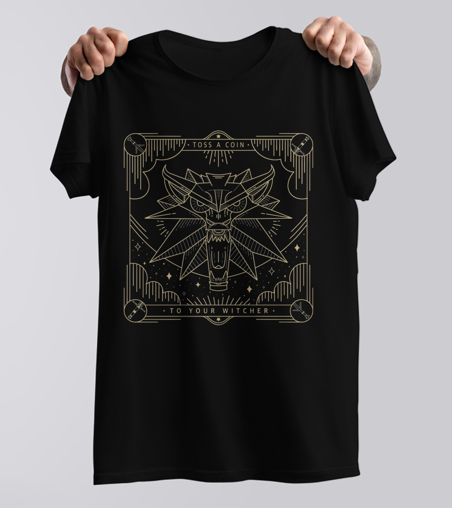 Toss A Coin To Your Witcher Wild Hunt Wolf Head T-Shirt