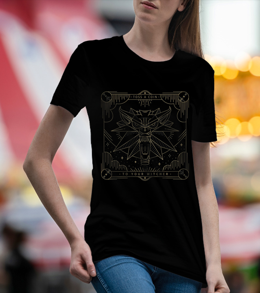 Toss A Coin To Your Witcher Wild Hunt Wolf Head T-Shirt
