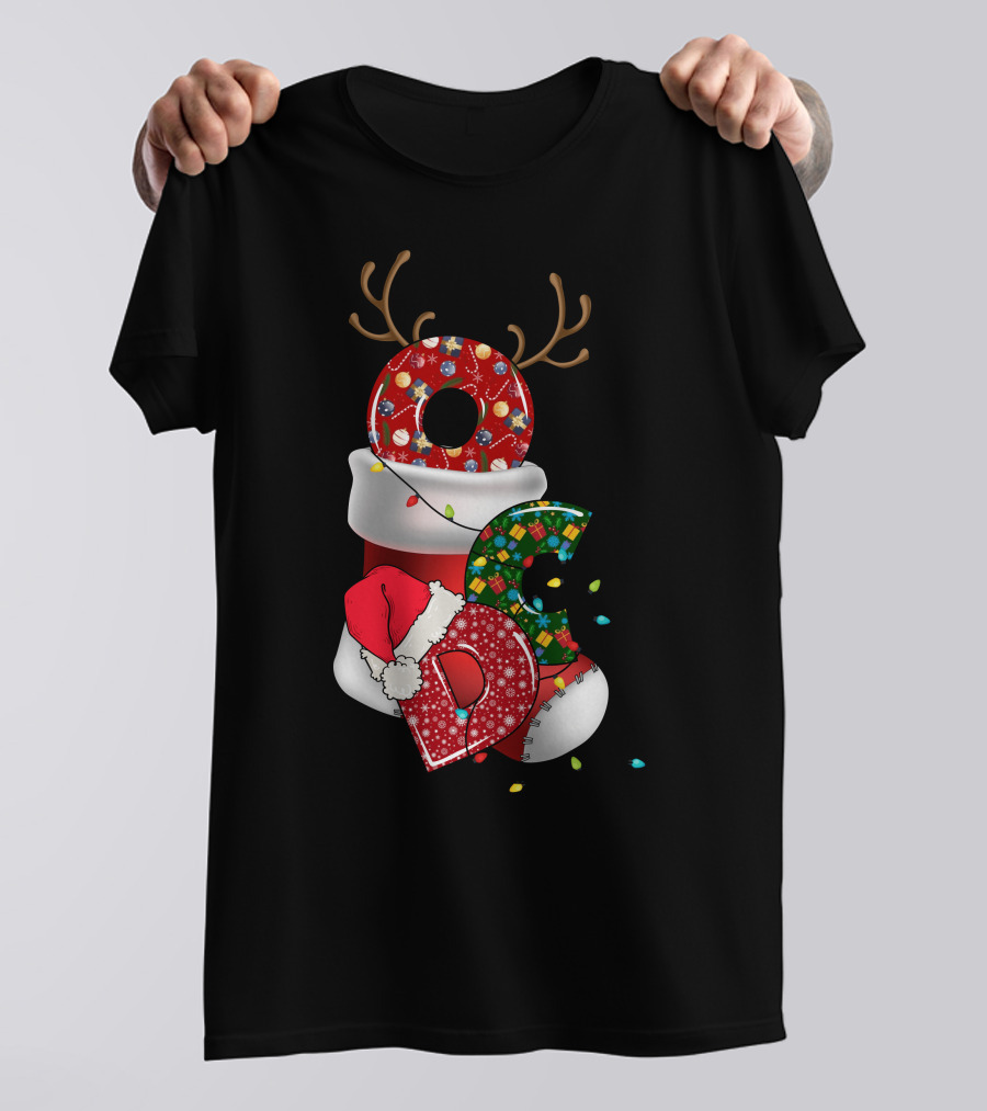 OCD Obsessive Christmas Disorder Reindeer Santa Hat Lights Stocking T-Shirt