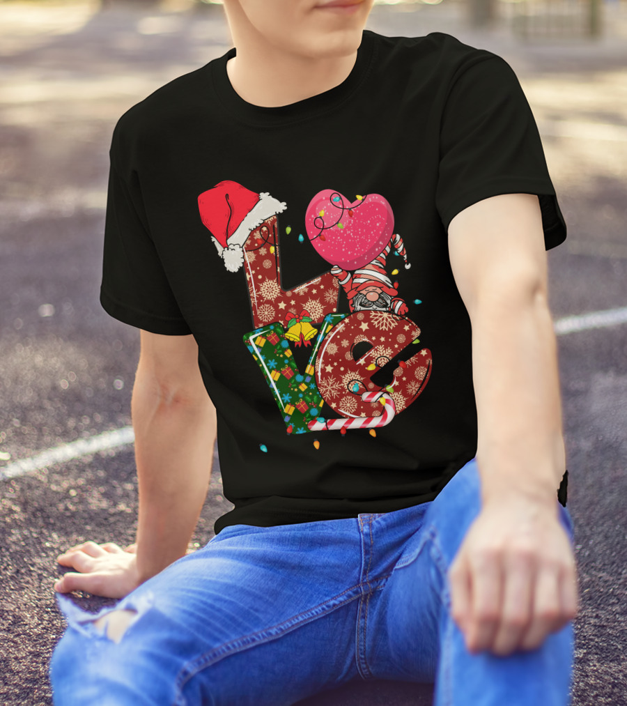 Christmas Love With Santa Hat And Festive T-Shirt