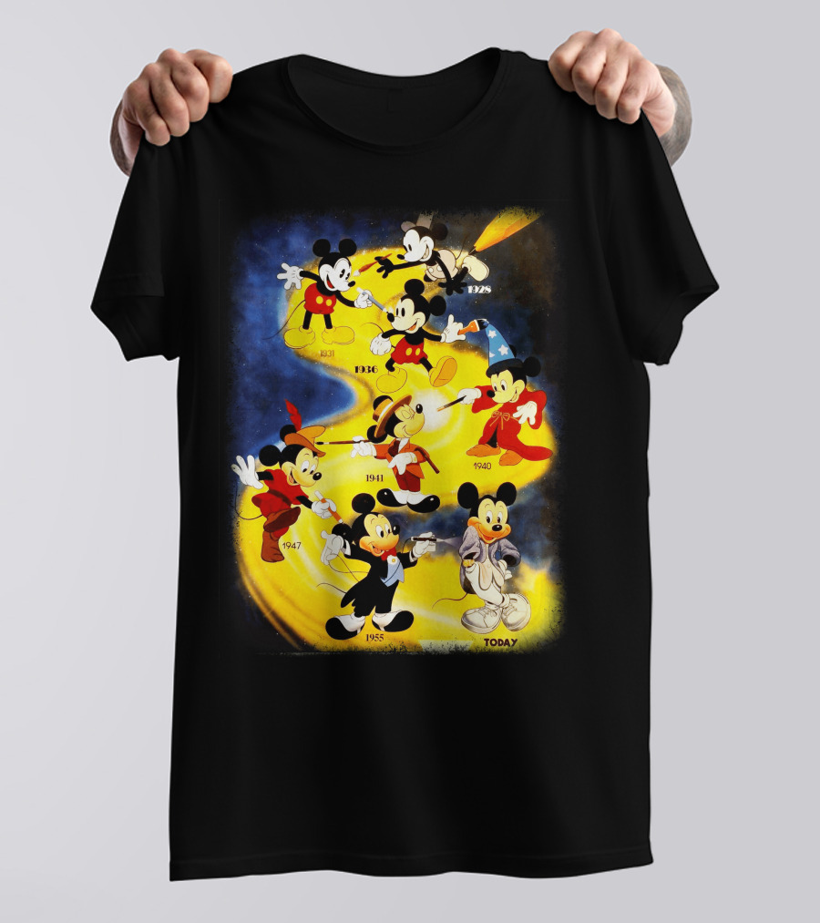 Mickey Through The Years 1928 1931 1936 1940 1941 1947 1955 Today T-Shirt